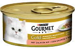 Gourmet kattenvoer Gold Fijne Hapjes zalm en kip 85 gr