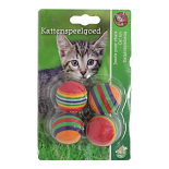 Kattenspeelgoed Regenboogbal Gestreept Assorti 4 st