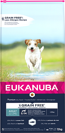 Eukanuba Hondenvoer Adult S/M Grain Free Oceanfish 12 kg
