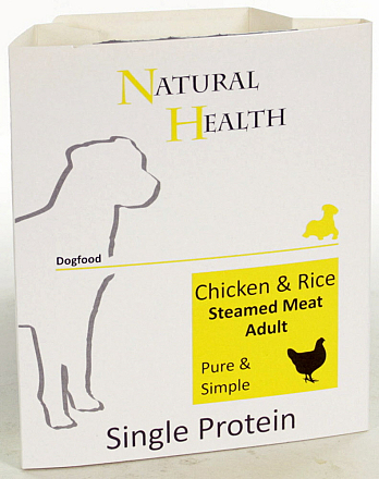 Natural Health Dog hondenvoer Steamed Pure & Simple Chicken & Rice 395 gr