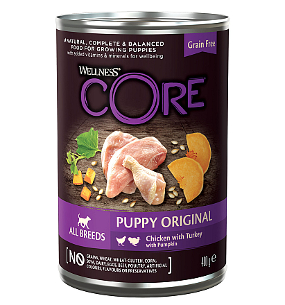 Wellness CORE hondenvoer 95% Puppy chicken/turkey 400 gr