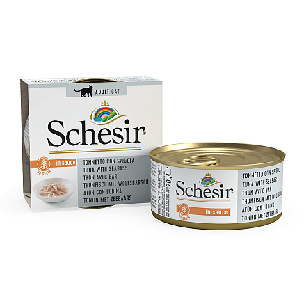 Schesir Kattenvoer Tonijn/Zeebaars Saus 70 gr