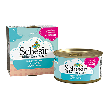 Schesir Kattenvoer Kitten 3-12 Tonijn Mousse 85 gr