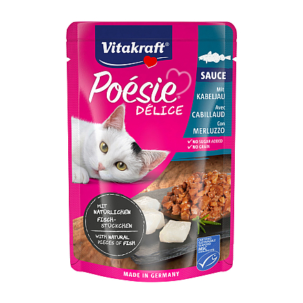 Vitakraft kattenvoer Poésie Déli Sauce kabeljauw 85 gr