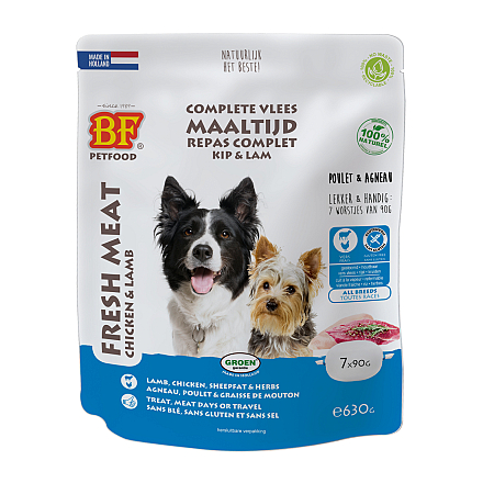 BF Petfood Vleesvoeding Compleet Kip/Lam 7 x 90 gr