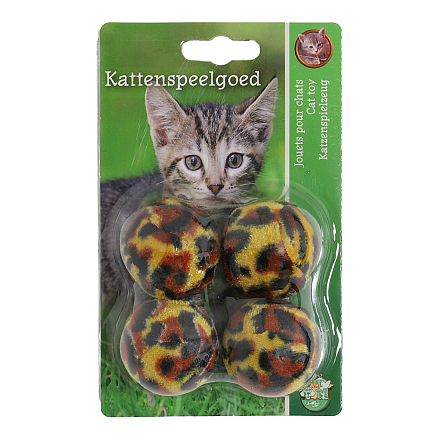 Kattenspeelgoed Luipaardbal met Rammel 4 st