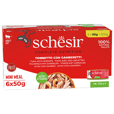 Schesir Kattenvoer Complete Tonijn & Garnalen Gelei 6 x 50 gr