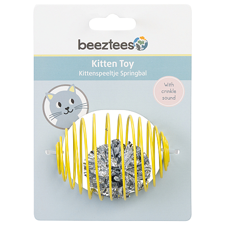 Beeztees Kittenspeelgoed Springbal Geel/Zilver