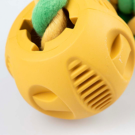 Duvo+ Hondenspeelgoed Haltertouw 2 Ballen Geel