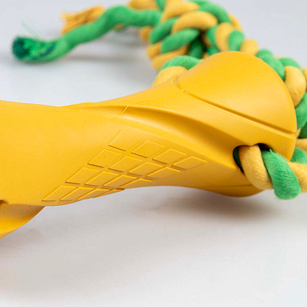 Duvo+ Hondenspeelgoed Tuggertouw met Halter Geel